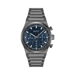 Montre BOSS Candor Chrono homme cadran bleu bracelet acier gris