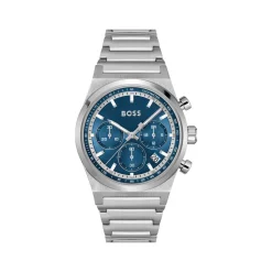 Montre BOSS Candor Chrono homme cadran bleu bracelet acier