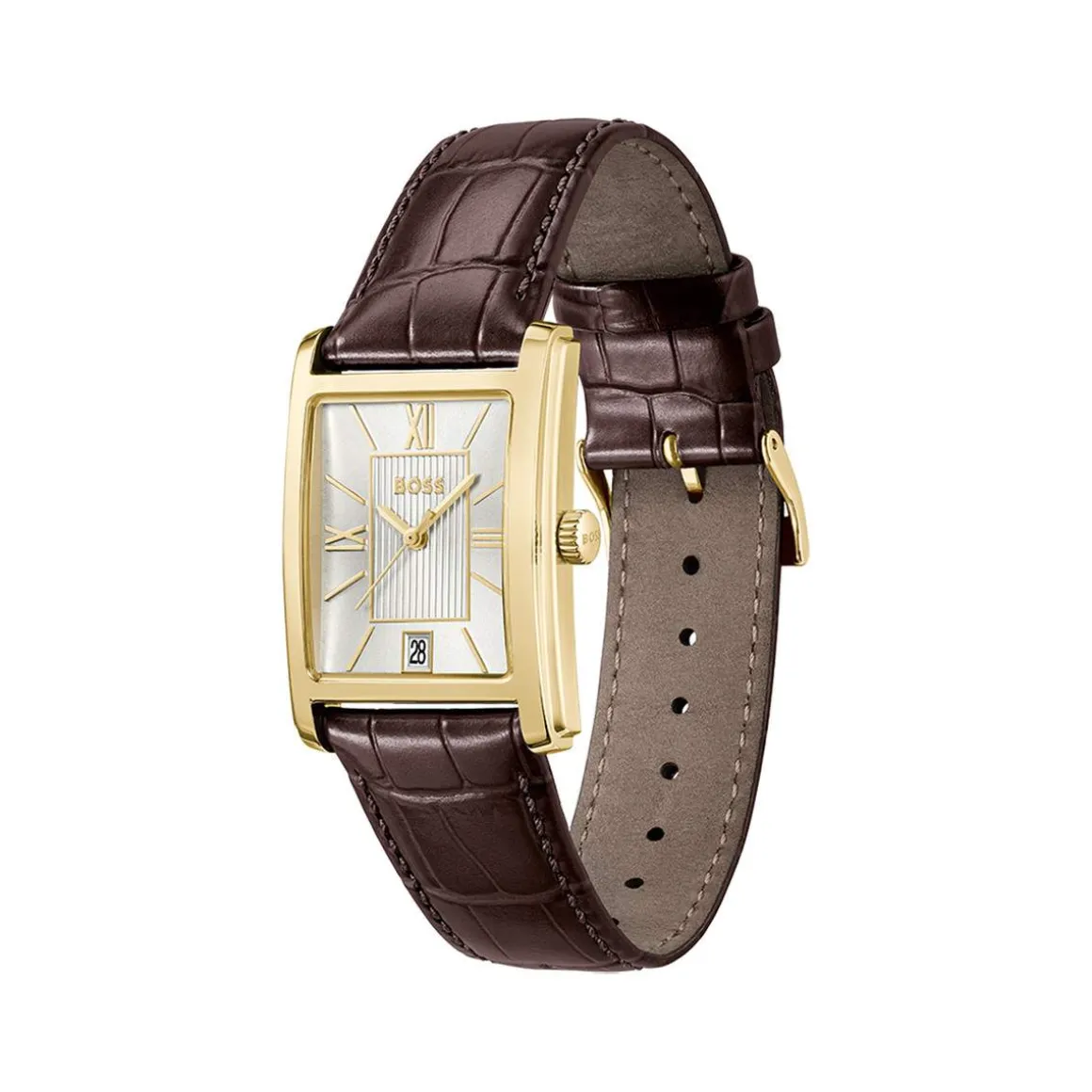 Montre BOSS desk homme bracelet cuir marron