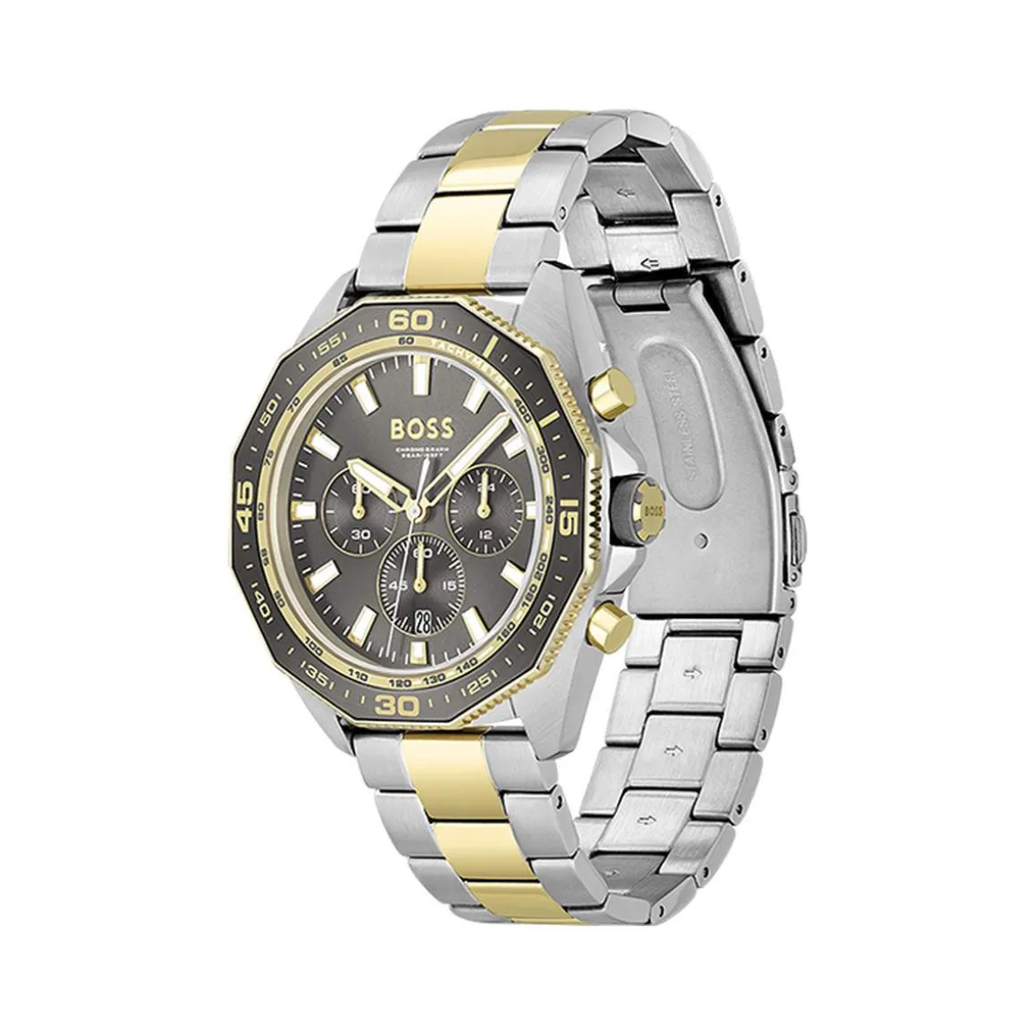 Montre BOSS Energy homme bracelet acier bicolore doré jaune