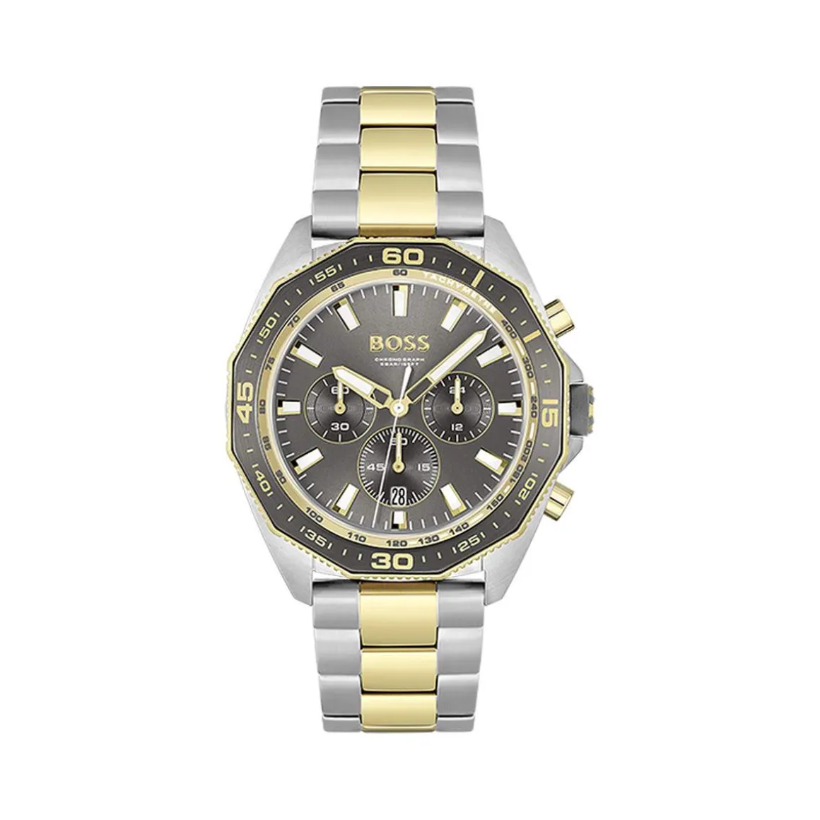 Montre BOSS Energy homme bracelet acier bicolore doré jaune