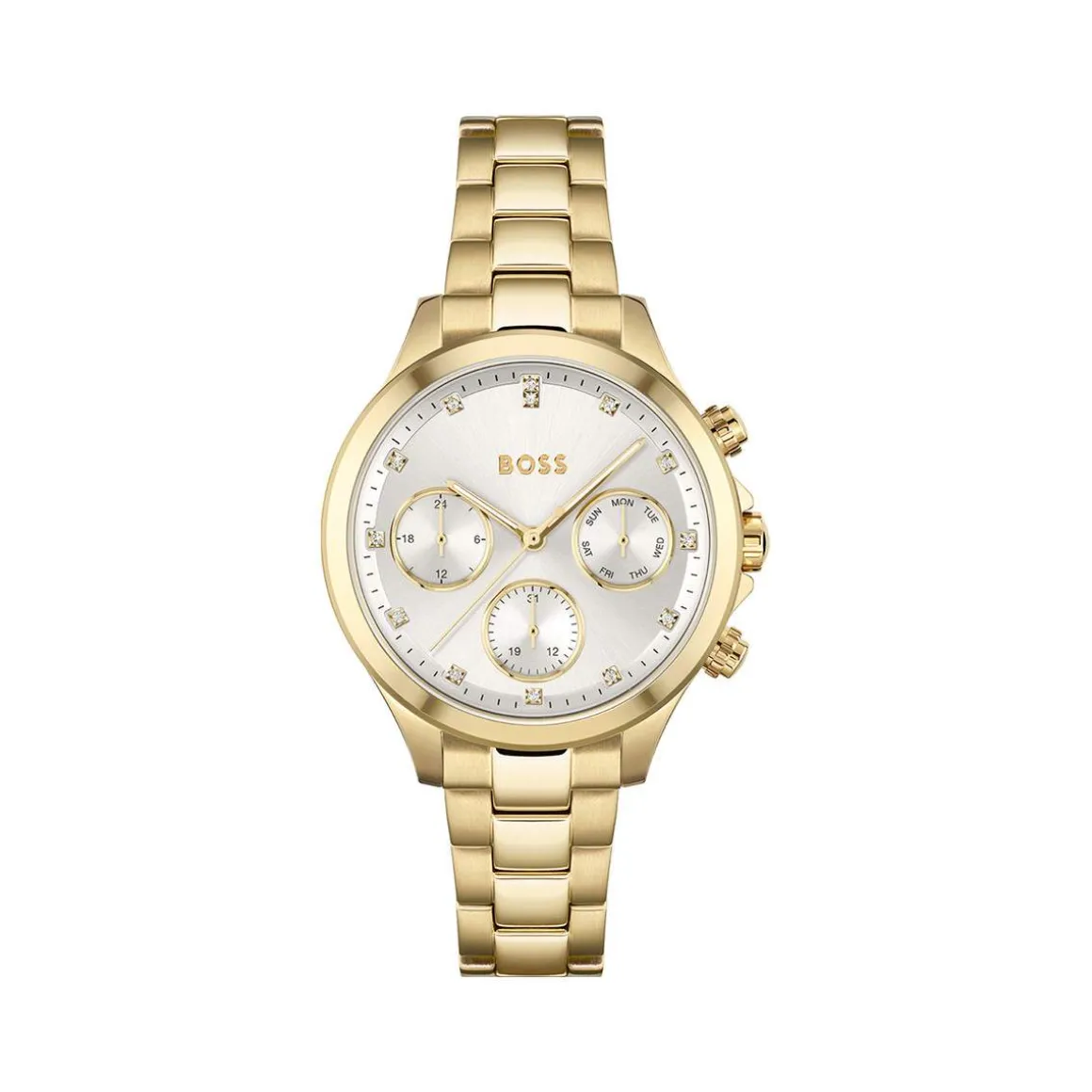 Montre Boss femme bracelet acier dore jaune