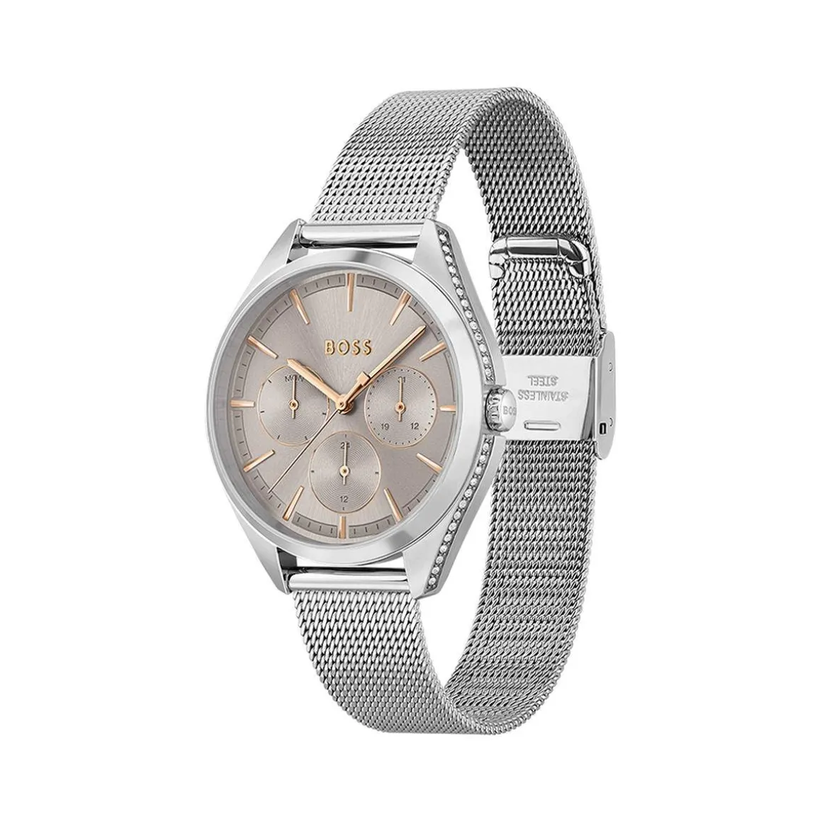 Montre Boss femme bracelet acier argent