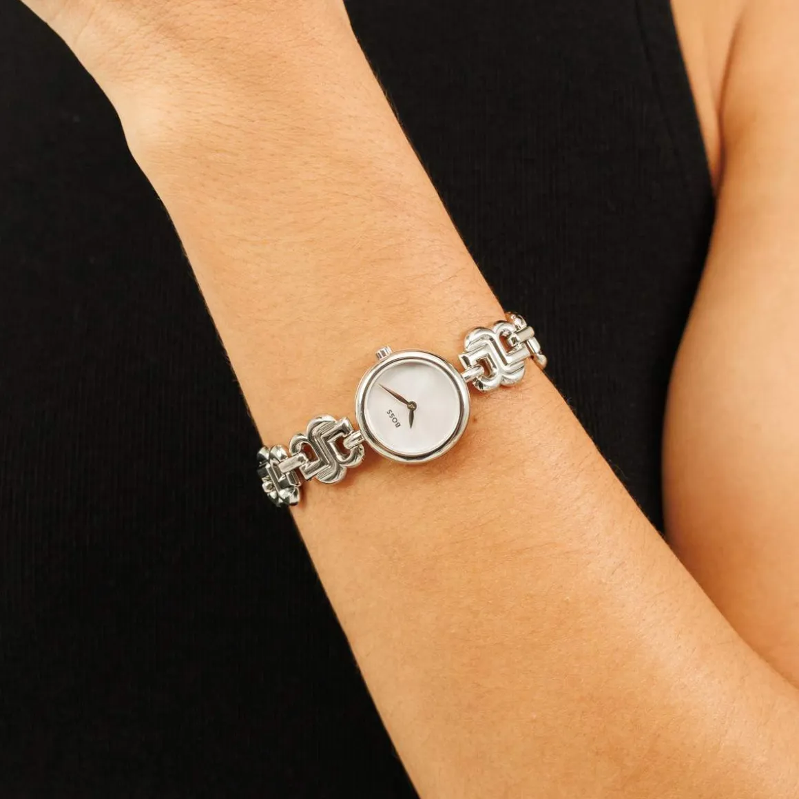 MONTRE BOSS FEMME Double b dressy acier
