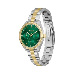 MONTRE BOSS FEMME Sage sport acier bicolore cadran vert