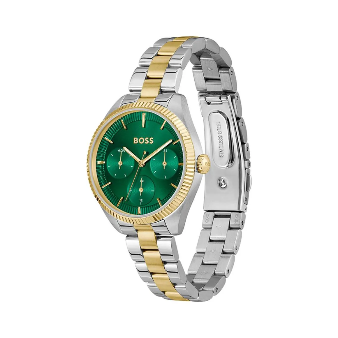 MONTRE BOSS FEMME Sage sport acier bicolore cadran vert