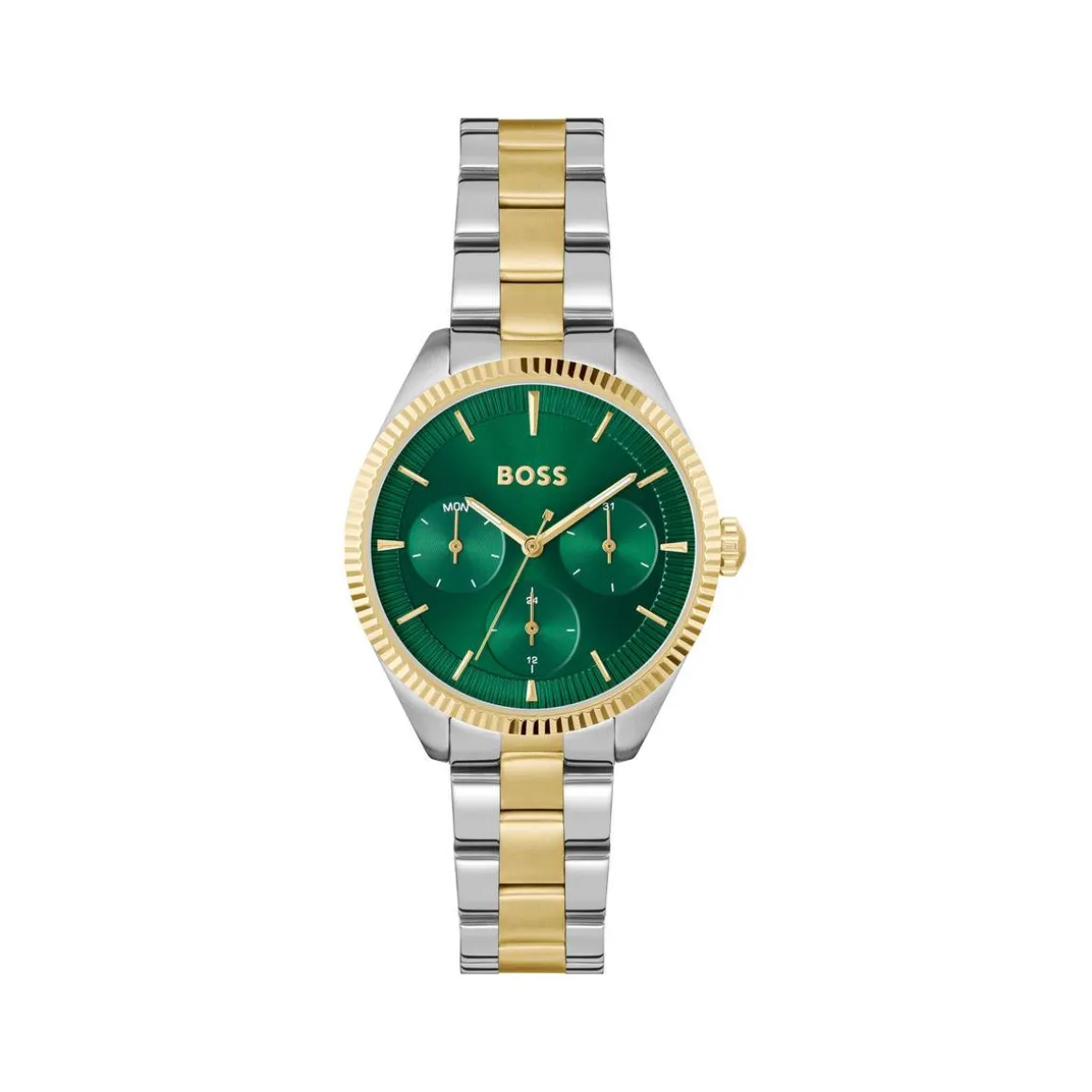 MONTRE BOSS FEMME Sage sport acier bicolore cadran vert