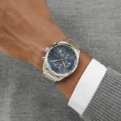 Montre BOSS Grand Prix 44 homme cadran bleu bracelet acier