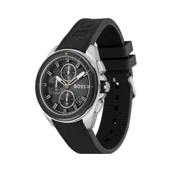 Montre Boss homme acier bracelet silicone noir