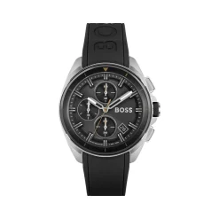 Montre Boss homme acier bracelet silicone noir