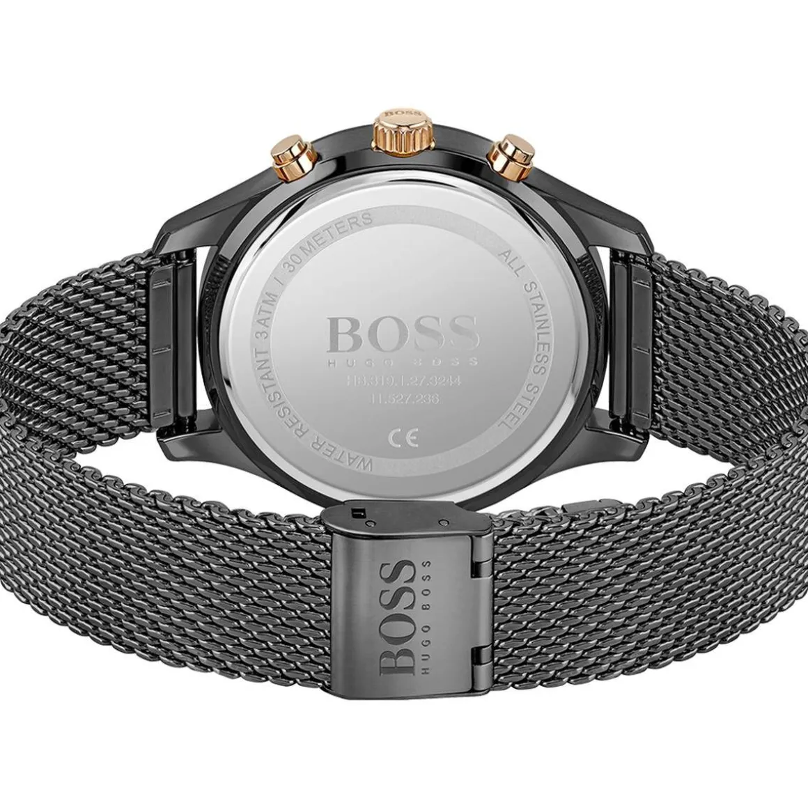 Montre Boss homme chronographe acier noir