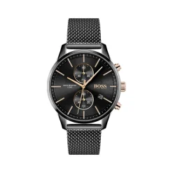 Montre Boss homme chronographe acier noir