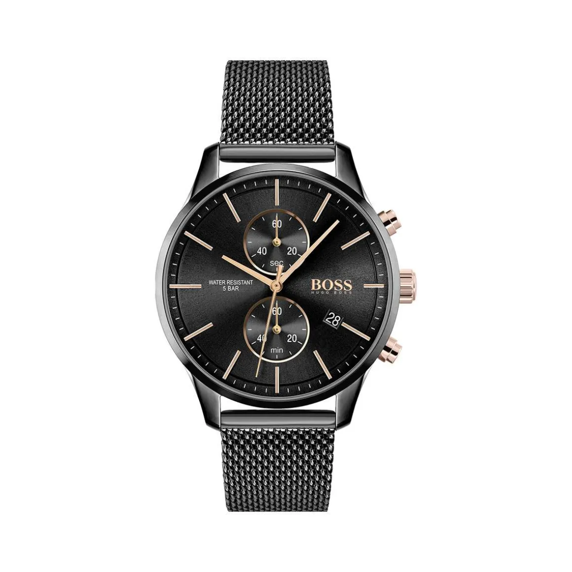 Montre Boss homme chronographe acier noir