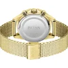 Montre Boss homme chronographe acier doré jaune maille milanaise