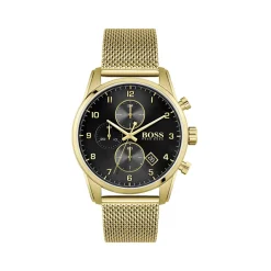 Montre Boss homme chronographe acier doré jaune