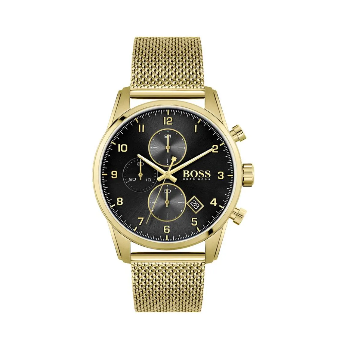 Montre Boss homme chronographe acier doré jaune