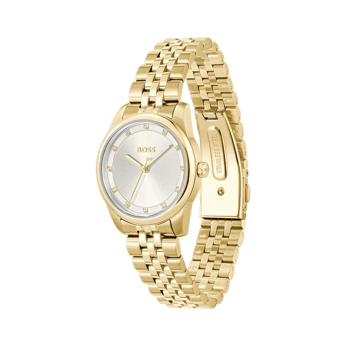 Montre BOSS modern classic femme bracelet acier inoxydable doré jaune