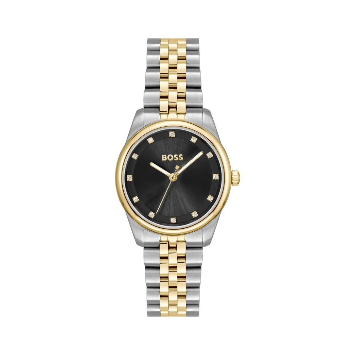 Montre BOSS modern classic femme bracelet acier inoxydable bicolore jaune