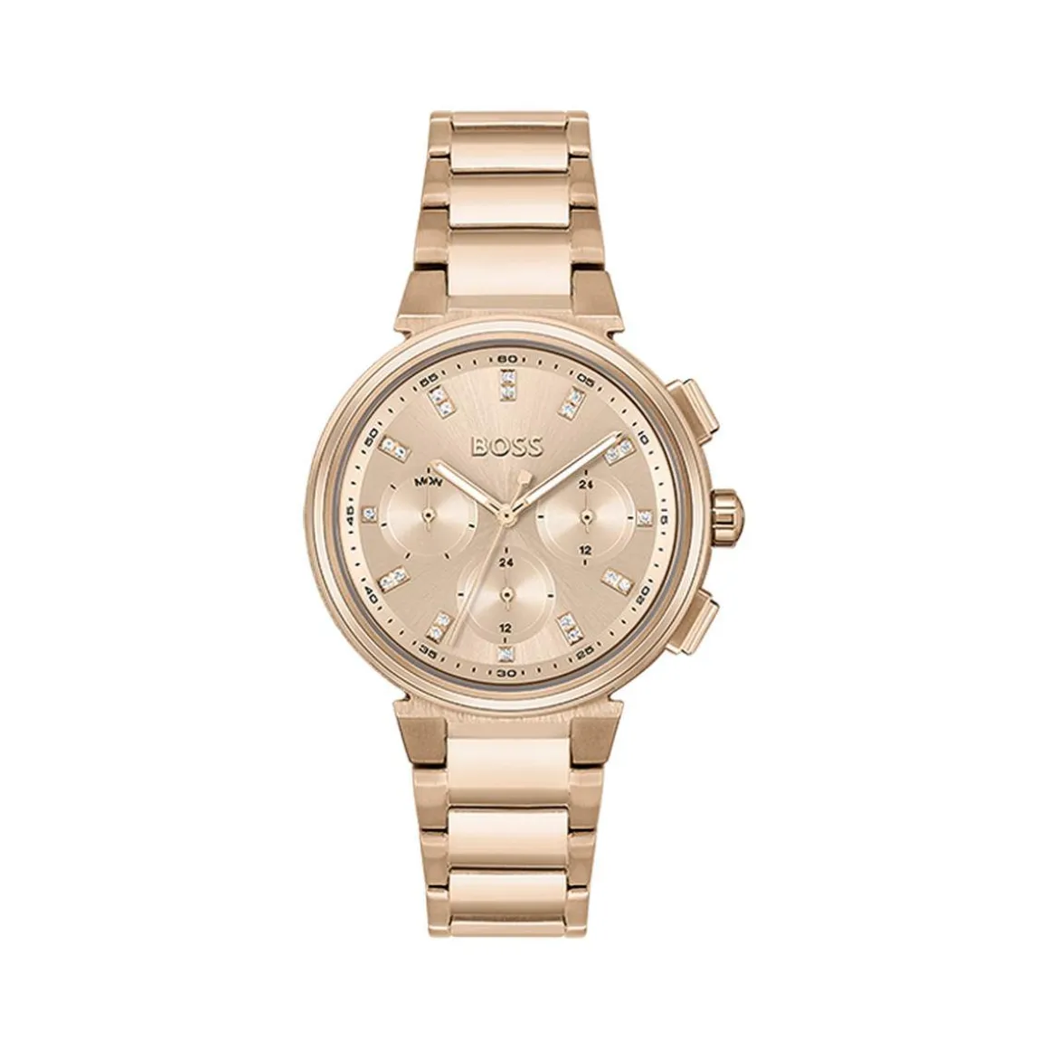 Montre BOSS One femme bracelet acier doré rose
