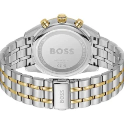 Montre BOSS Skytraveller homme cadran bleu bracelet acier doré et gris