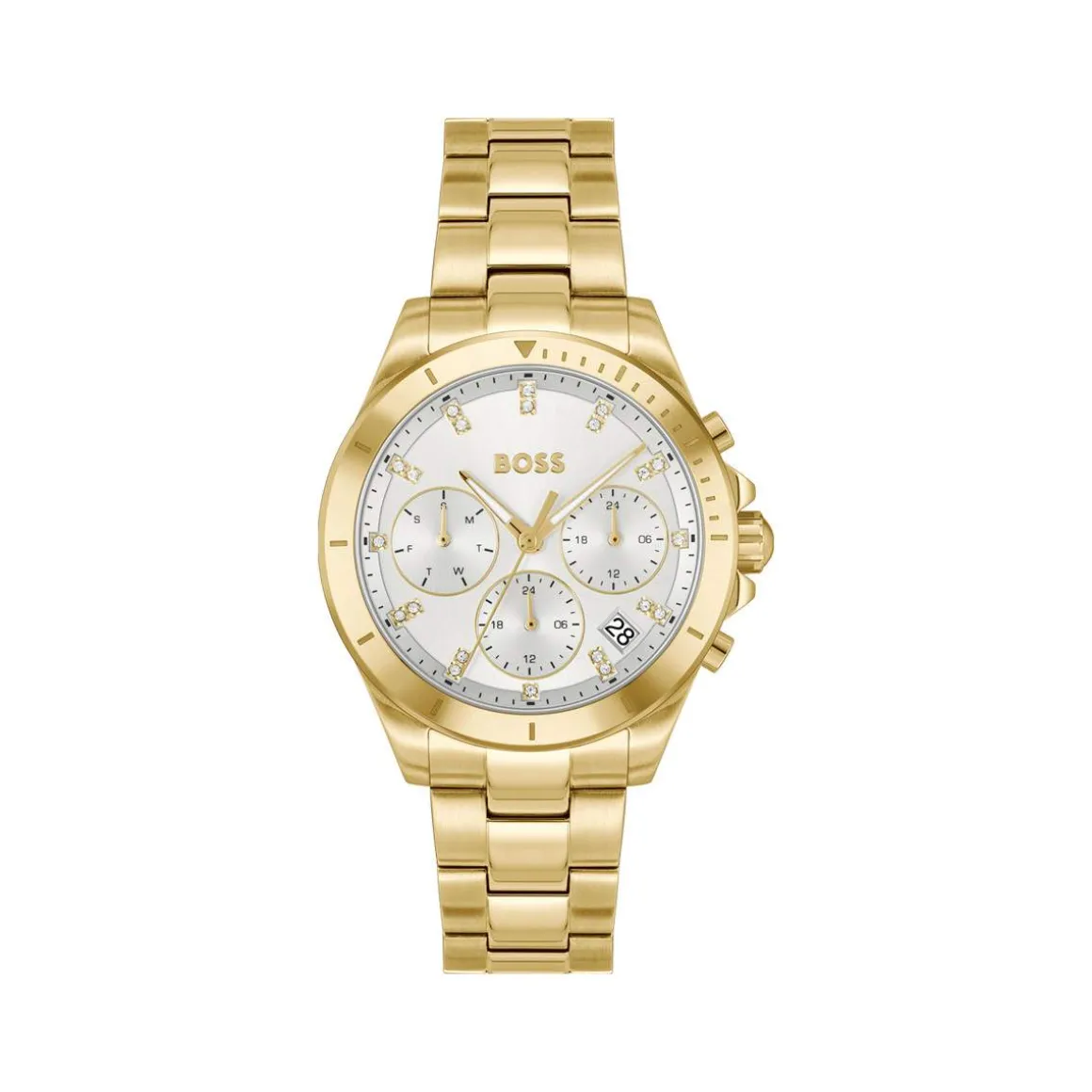 Montre BOSS sport lux femme bracelet acier inoxydable doré jaune