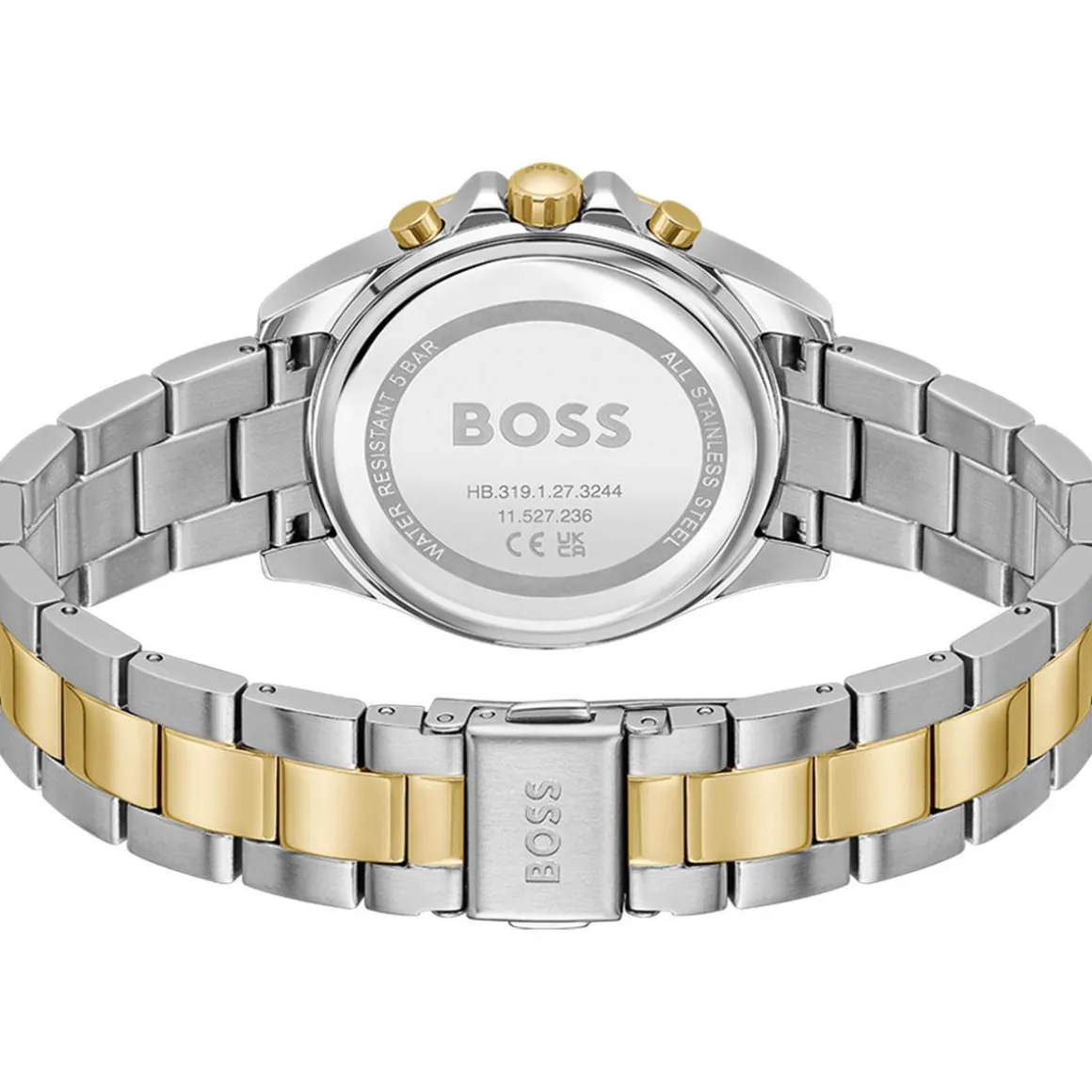 Montre BOSS sport lux femme bracelet acier inoxydable bicolore jaune
