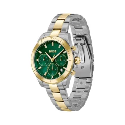Montre BOSS sport lux femme bracelet acier inoxydable bicolore jaune