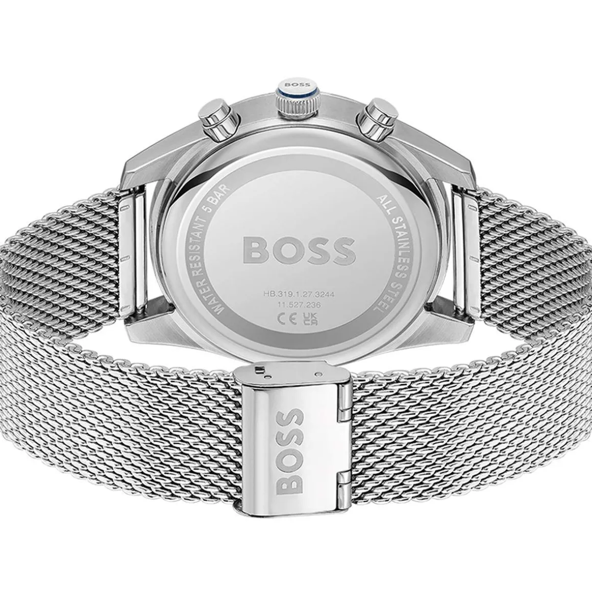 Montre BOSS sport lux homme chronographe bracelet acier inoxydable argent