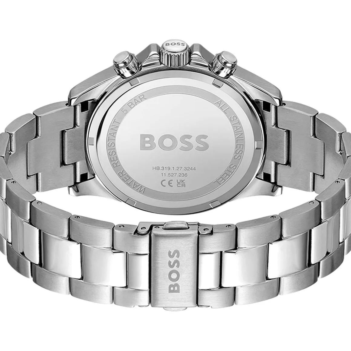 Montre BOSS sport lux homme chronographe bracelet acier inoxydable argent