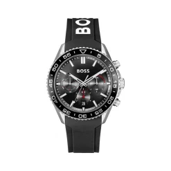 Montre BOSS sport lux homme chronographe bracelet silicone noir