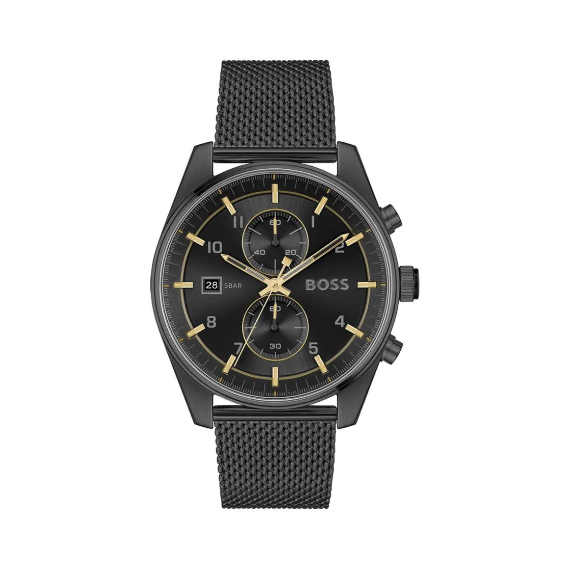 Montre BOSS sport lux homme chronographe bracelet acier inoxydable noir