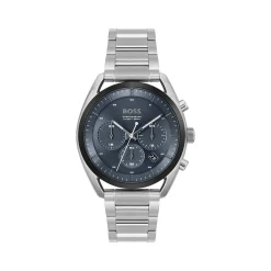 Montre BOSS sport lux homme chronographe, bracelet acier argent
