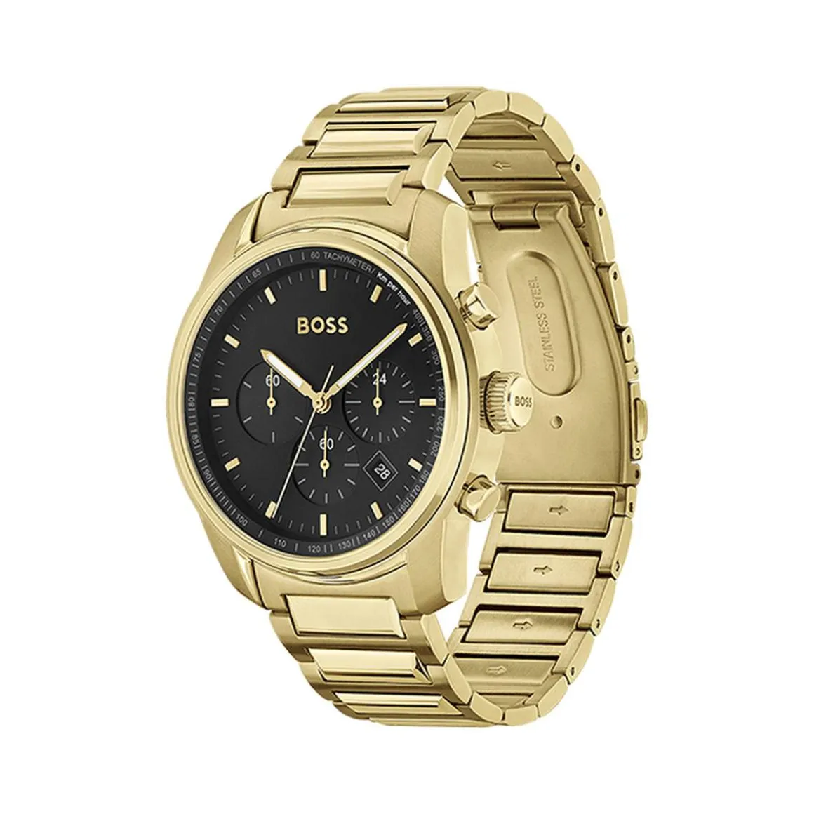 Montre BOSS Trace homme bracelet acier doré jaune