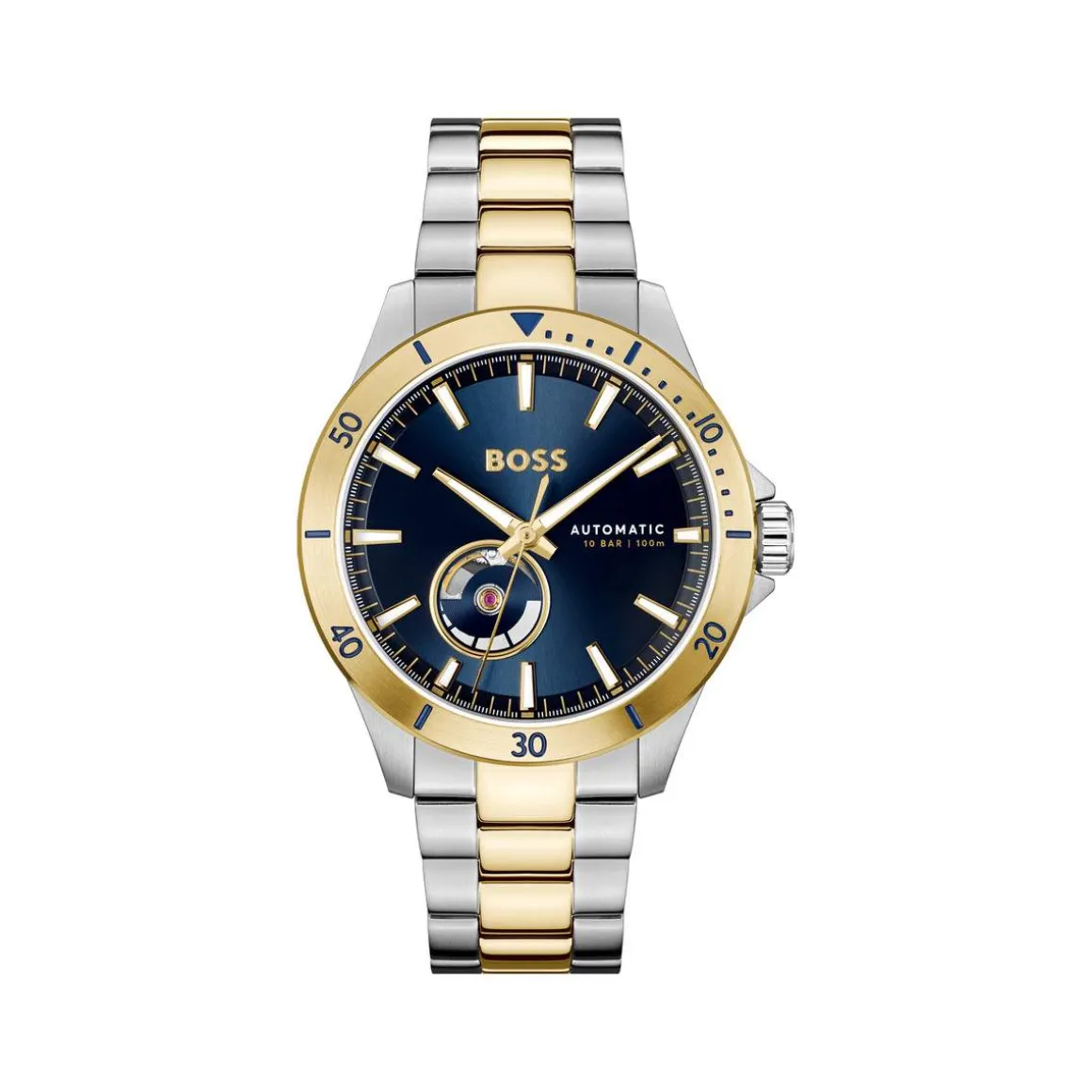 Montre BOSS troper automatic homme automatique, bracelet acier bicolore