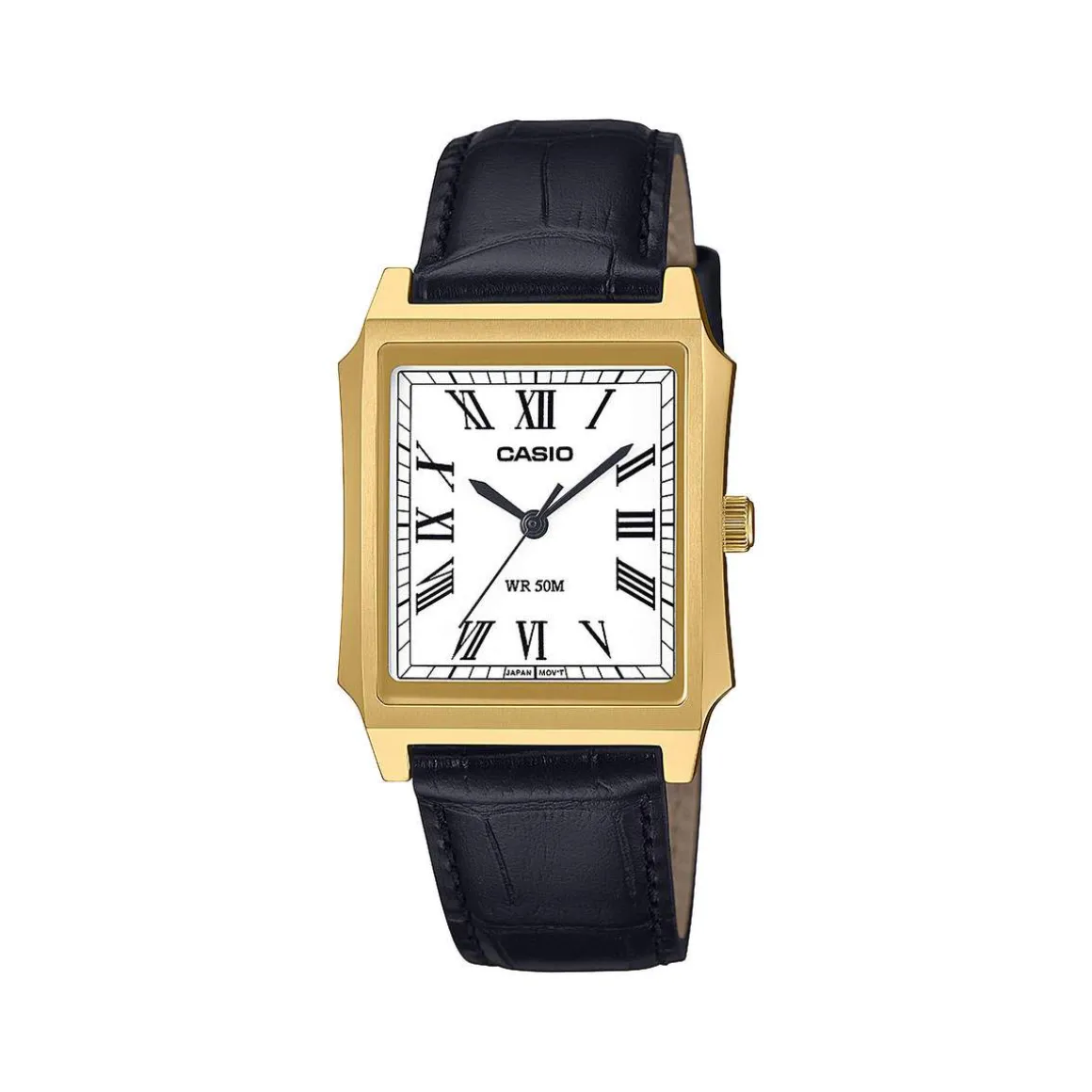 Montre CASIO Timeless collection mixte cadran blanc bracelet cuir marron