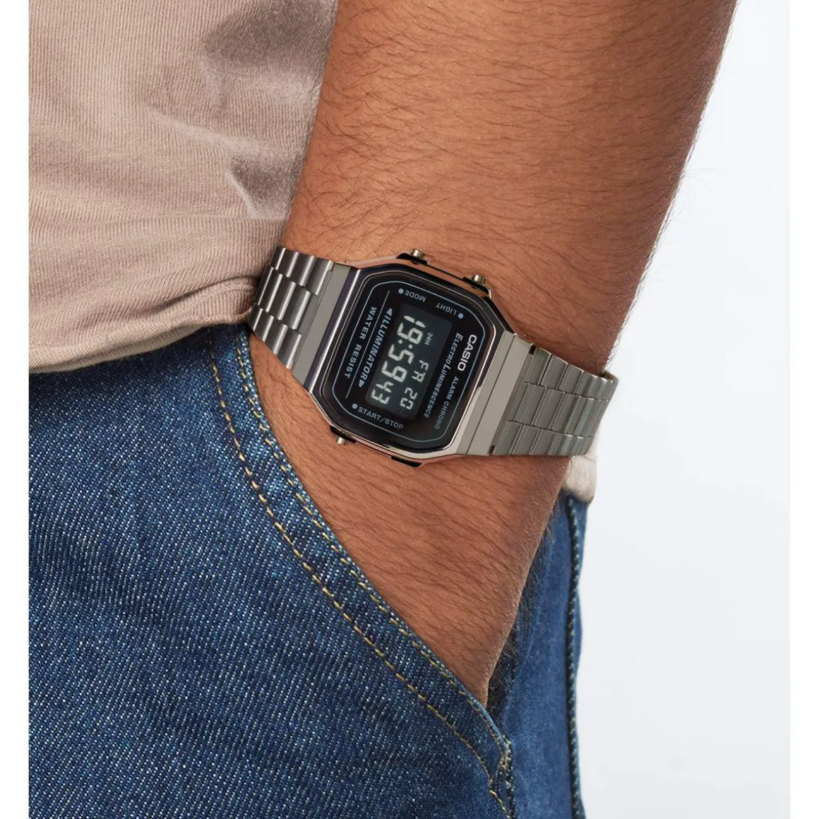 Montre CASIO VINTAGE homme bracelet acier inoxydable