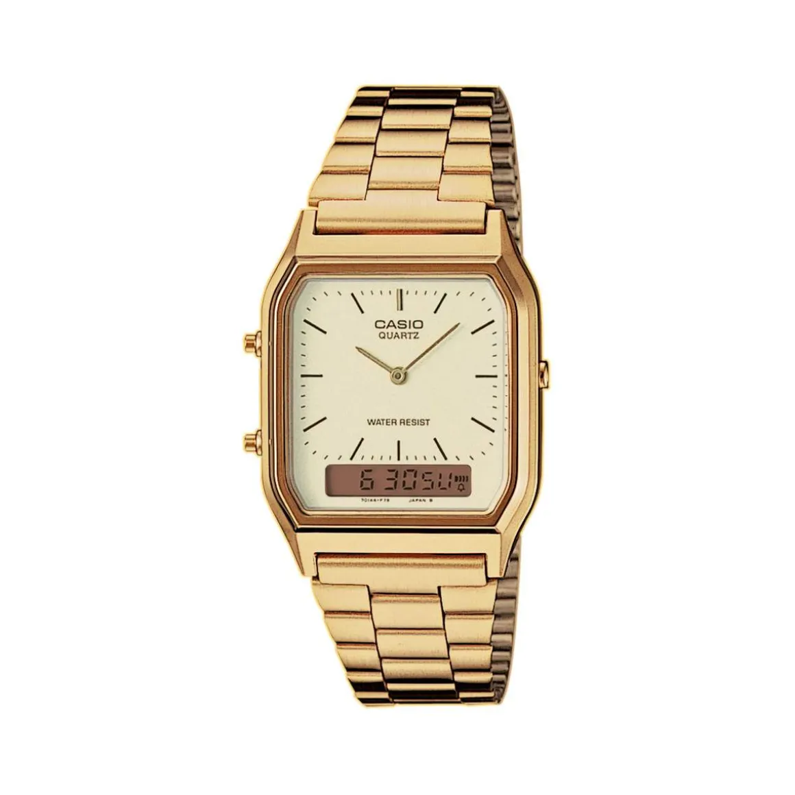 Montre Casio Vintage homme chronographe résine acier doré jaune