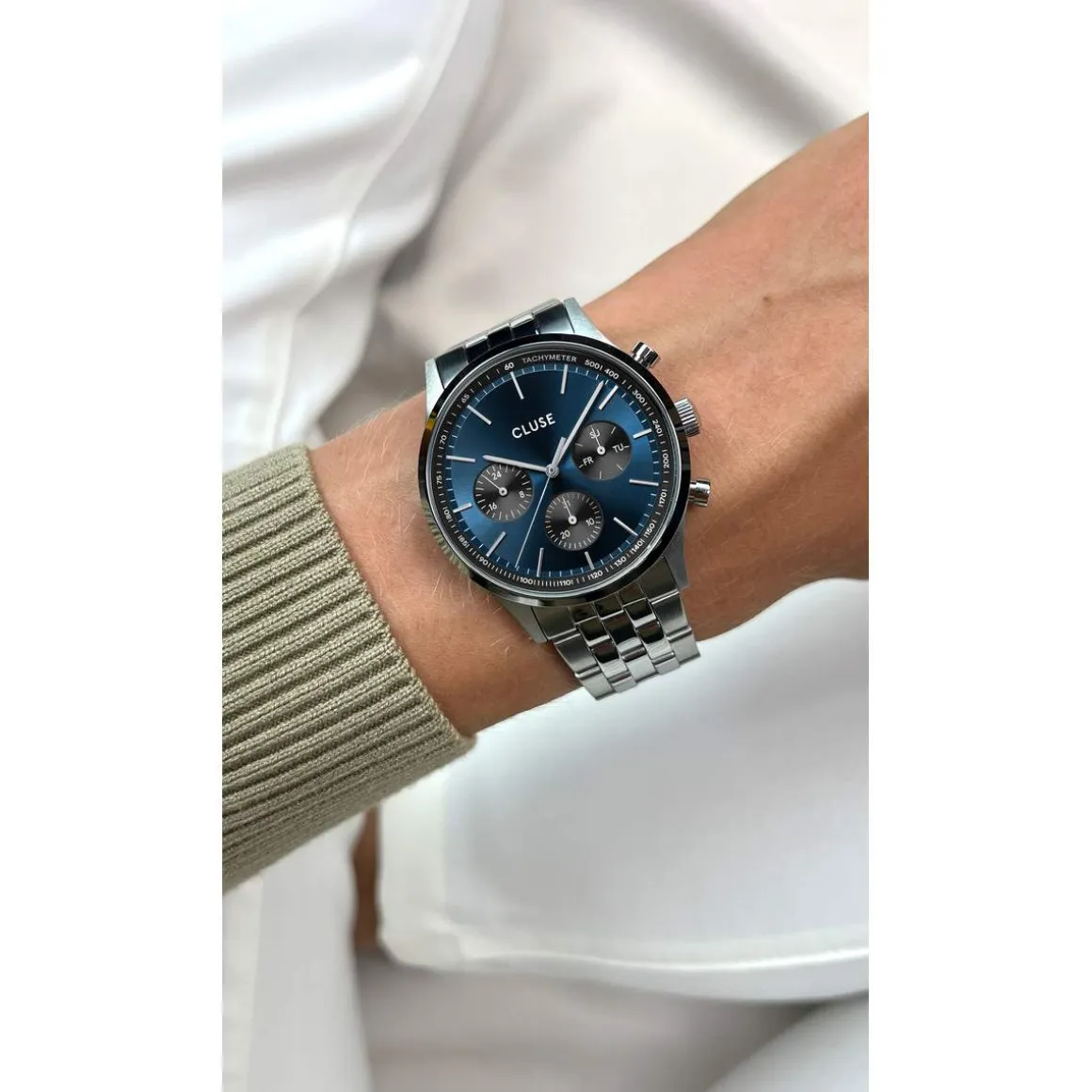 Montre CLUSE Anthéor Multifunction homme cadran multicolore bracelet acier
