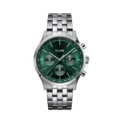 Montre CLUSE Anthéor Multifunction homme cadran vert bracelet acier