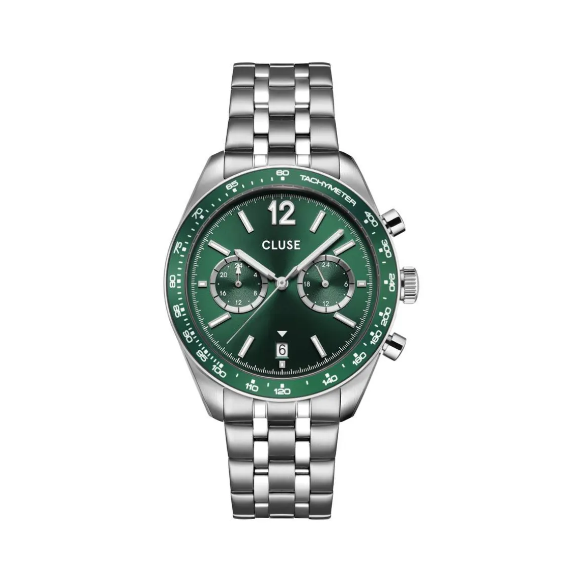 Montre CLUSE ARAVIS Homme cadran vert bracelet acier inoxydable gris clair