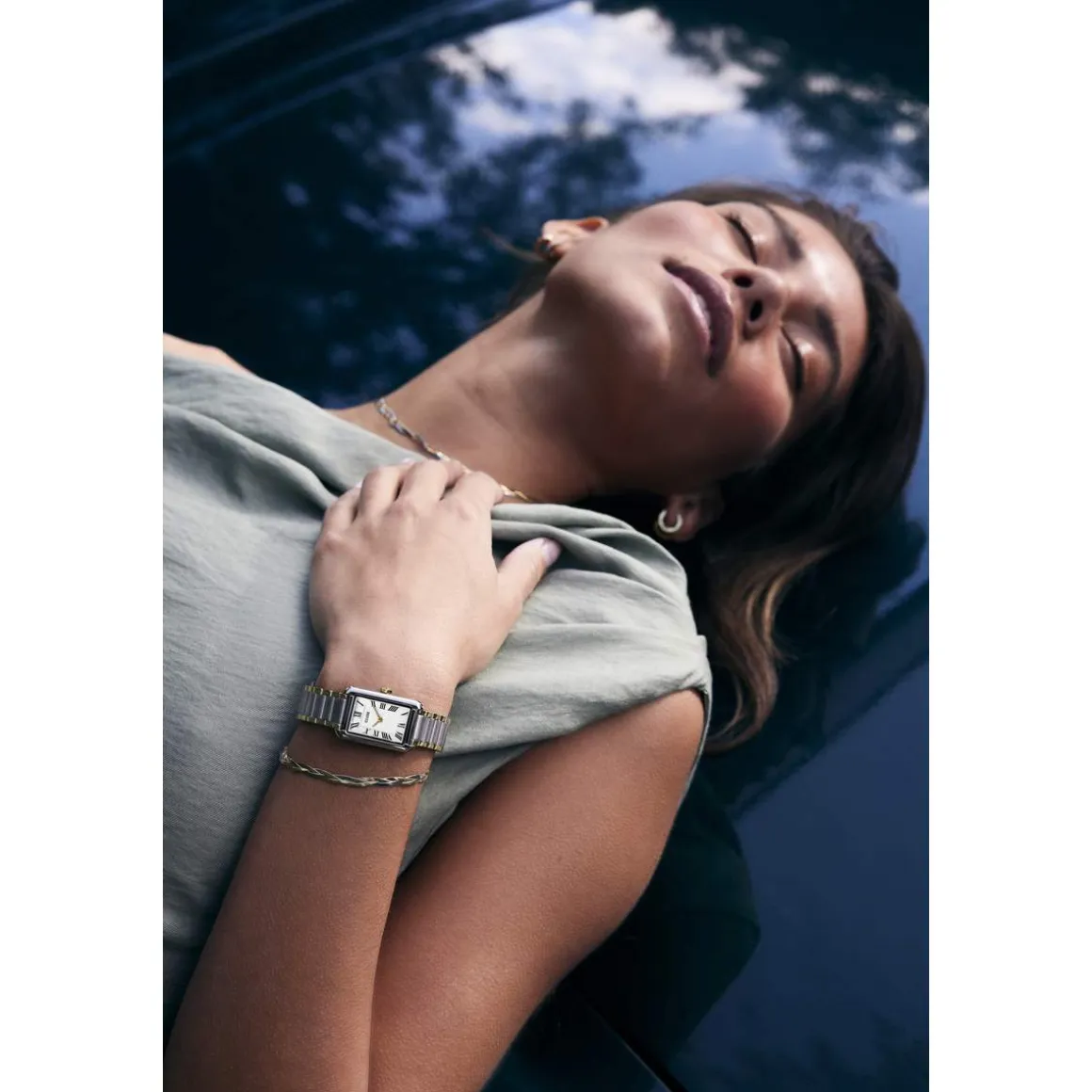Montre CLUSE Belisenna femme cadran blanc bracelet acier bicolore