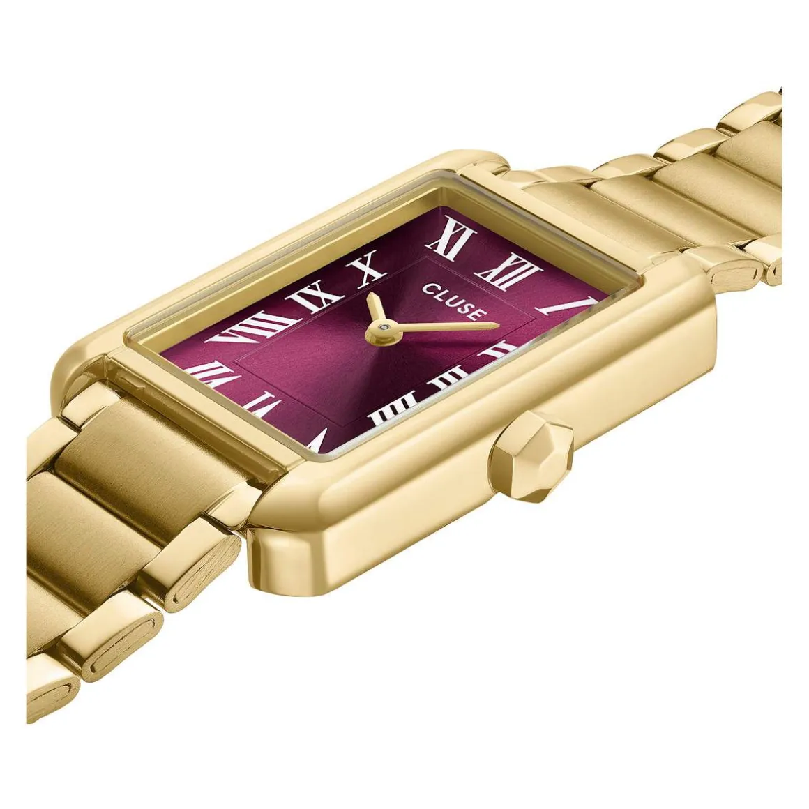 Montre CLUSE BELISENNA Femme cadran rouge bracelet acier inoxydable doré
