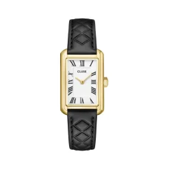 Montre CLUSE BELISENNA Femme cadran blanc bracelet cuir noir