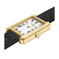 Montre CLUSE BELISENNA Femme cadran blanc bracelet cuir noir
