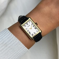 Montre CLUSE BELISENNA Femme cadran blanc bracelet cuir noir