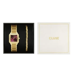 Montre CLUSE BLACK FRIDAY 25 Femme cadran rouge bracelet acier inoxydable doré