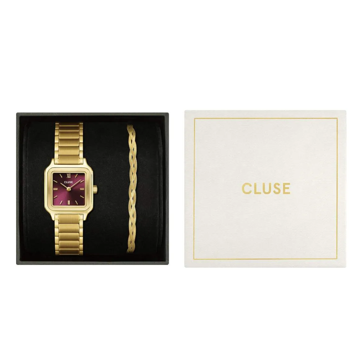 Montre CLUSE BLACK FRIDAY 25 Femme cadran rouge bracelet acier inoxydable doré