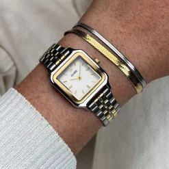 Montre CLUSE BLACK FRIDAY 25 Femme cadran blanc bracelet acier inoxydable doré