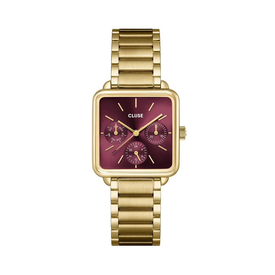 Montre CLUSE FESTIVE 25 Femme cadran rouge bracelet acier inoxydable doré
