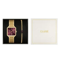 Montre CLUSE FESTIVE 25 Femme cadran rouge bracelet acier inoxydable doré